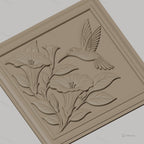 Fichier CNC & impression 3D colibri et fleurs, relief nature et botanique, haute qualité relief STL