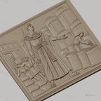 Fichier CNC & impression 3D ancien Égypte, homme en toge avec sacs et grenier, haute qualité relief STL