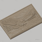 Fichier CNC & impression 3D aigle en vol, rivière, pont, montagne et forêt, haute qualité relief STL