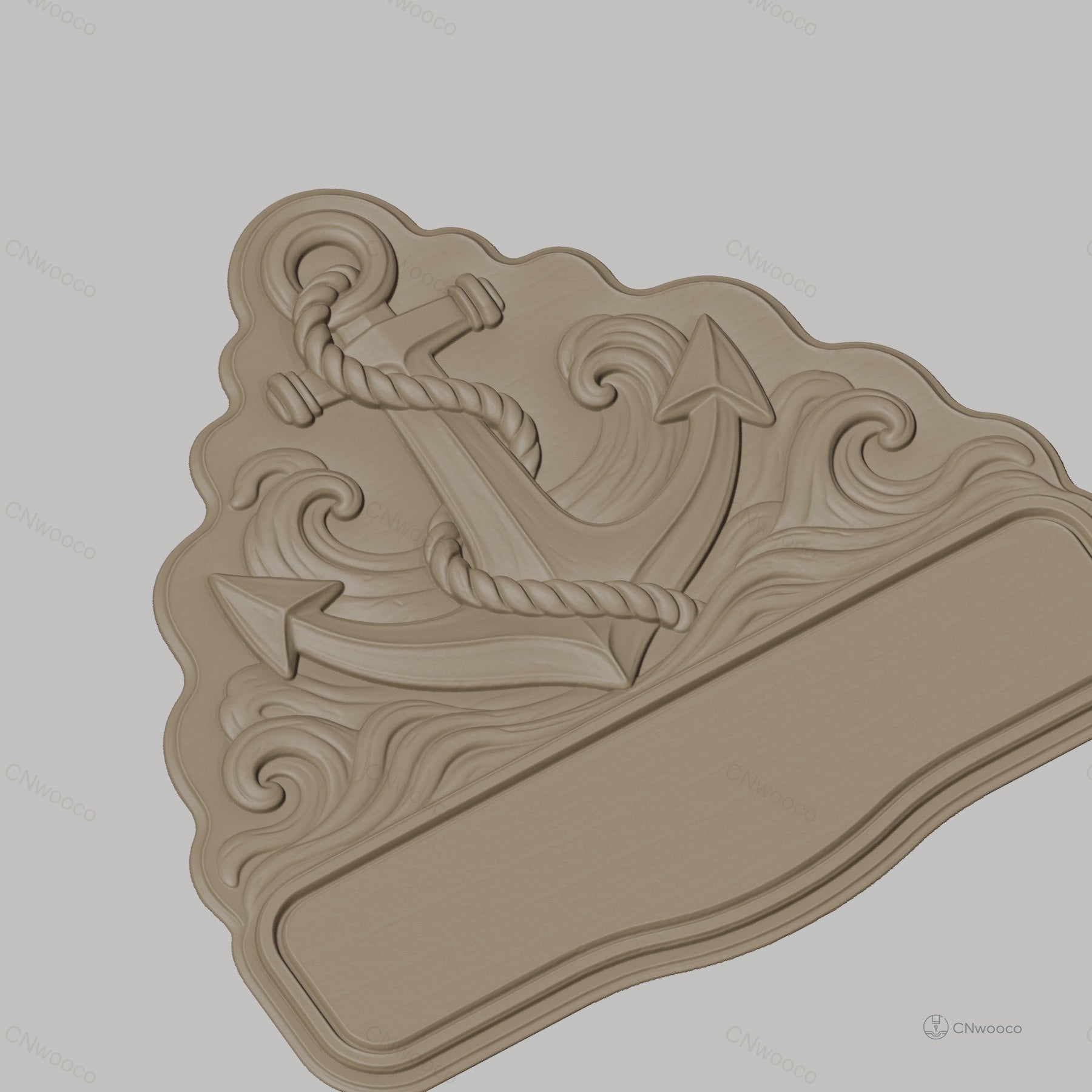 Fichier CNC & impression 3D plaque murale marine avec ancre et vagues, STL très haute qualité