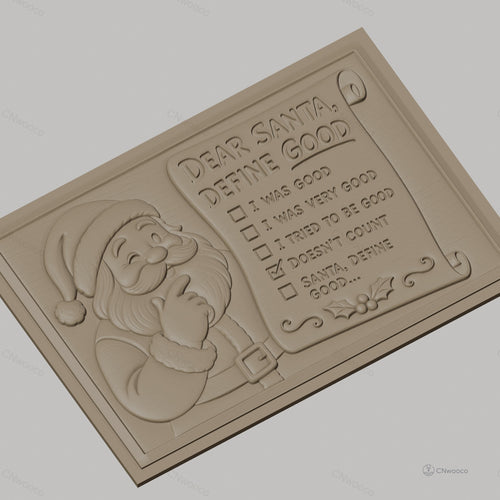 Fichier CNC & impression 3D Père Noël pensif, liste drôle Noël, haute qualité relief STL