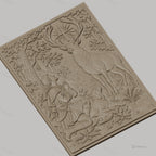 Fichier CNC & impression 3D Saint Hubert, cerf avec croix lumineuse et chasseur en prière, haute qualité relief STL