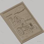 Fichier CNC & impression 3D ferme avec tracteur et grange, paysage champêtre, haute qualité relief STL