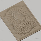 Fichier CNC & impression 3D message prière mains jointes et couronne de feuilles, haute qualité relief STL