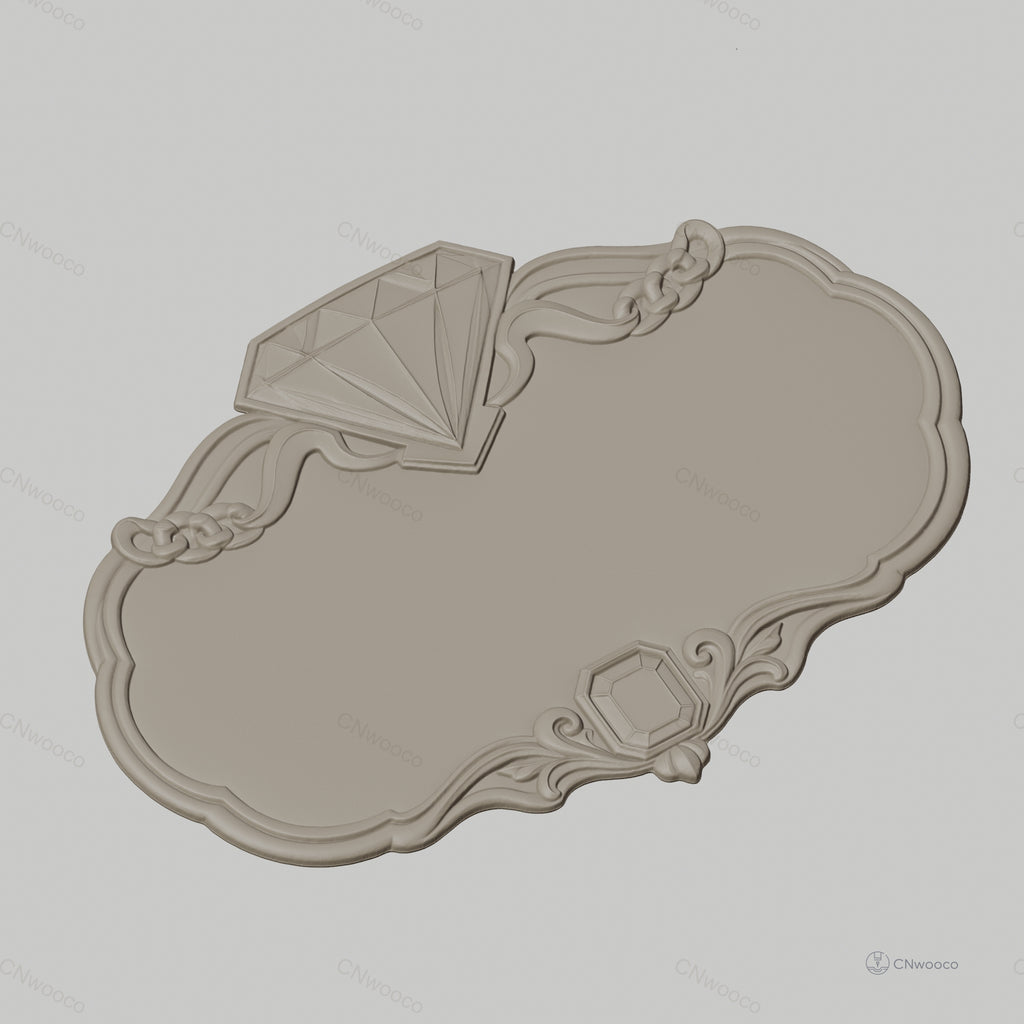 Fichier CNC & impression 3D plaque décorative élégante avec diamant, STL très haute qualité