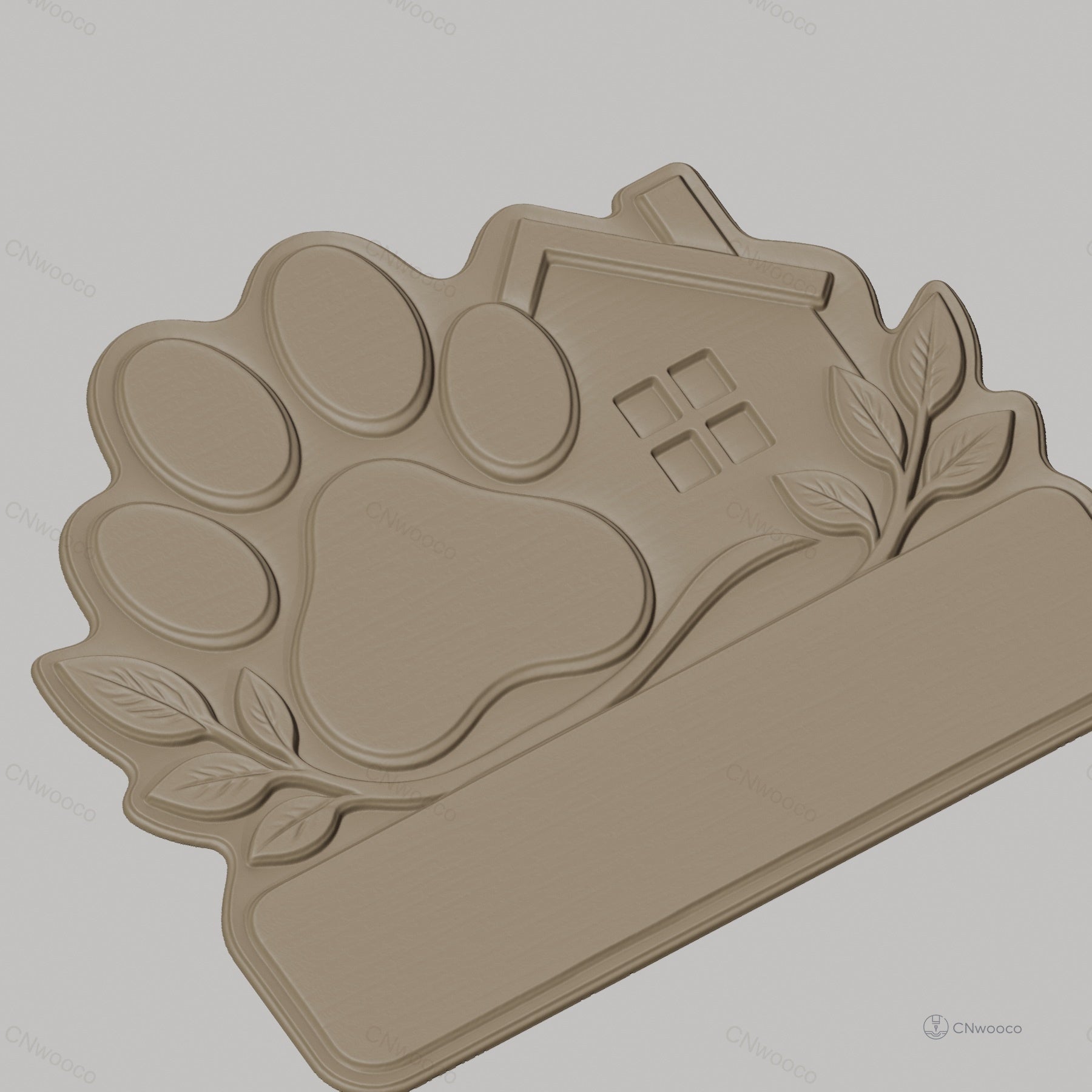 Fichier CNC & impression 3D panneau maison patte de chien, décoration animalier, STL très haute qualité