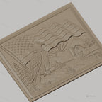 Fichier CNC & impression 3D aigle américain, drapeau USA, ferme et montagne, haute qualité relief STL