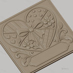 Fichier CNC & impression 3D motif coeur avec fleurs et noeud, décoration relief haute qualité relief STL