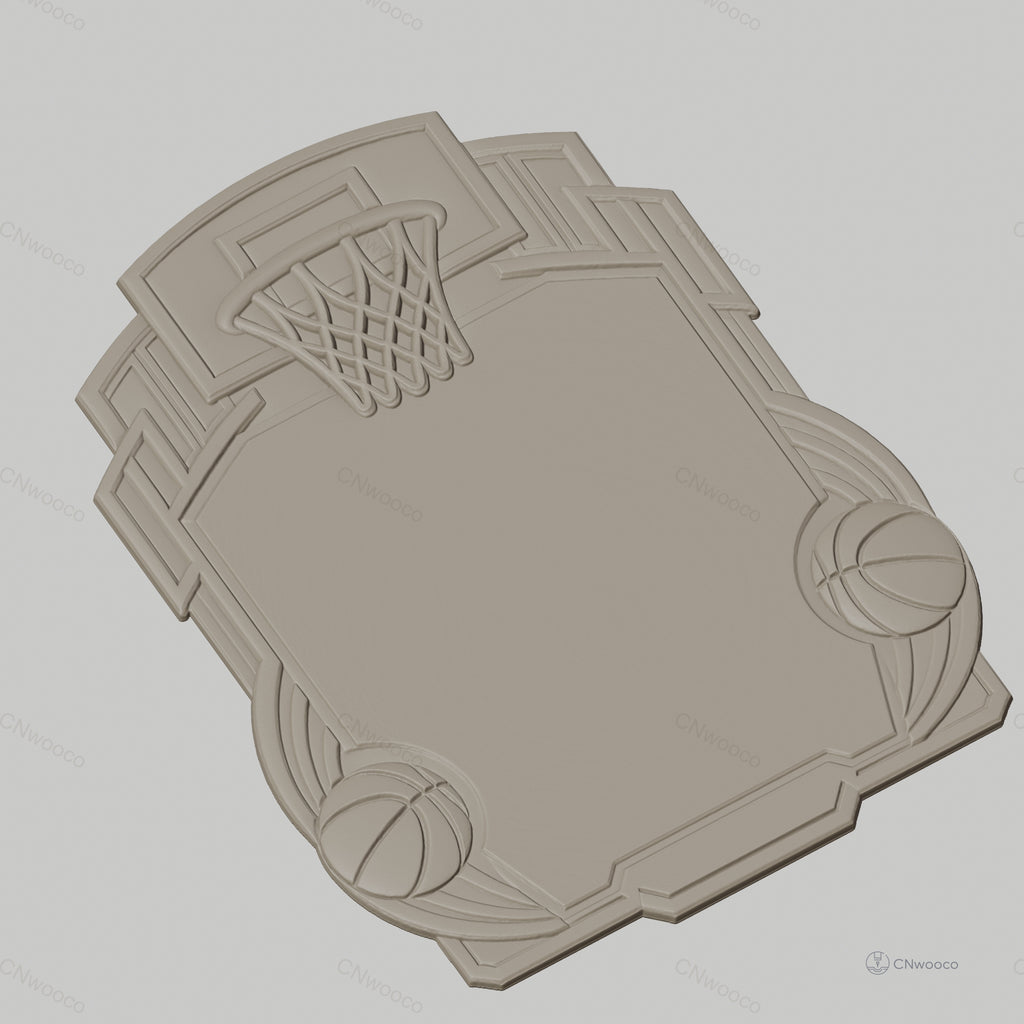 Fichier CNC & impression 3D enseigne basketball, panneau décoratif avec ballon et panier, STL très haute qualité