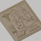 Fichier CNC & impression 3D relief médecin, docteur avec stéthoscope et symbole médical, haute qualité relief STL