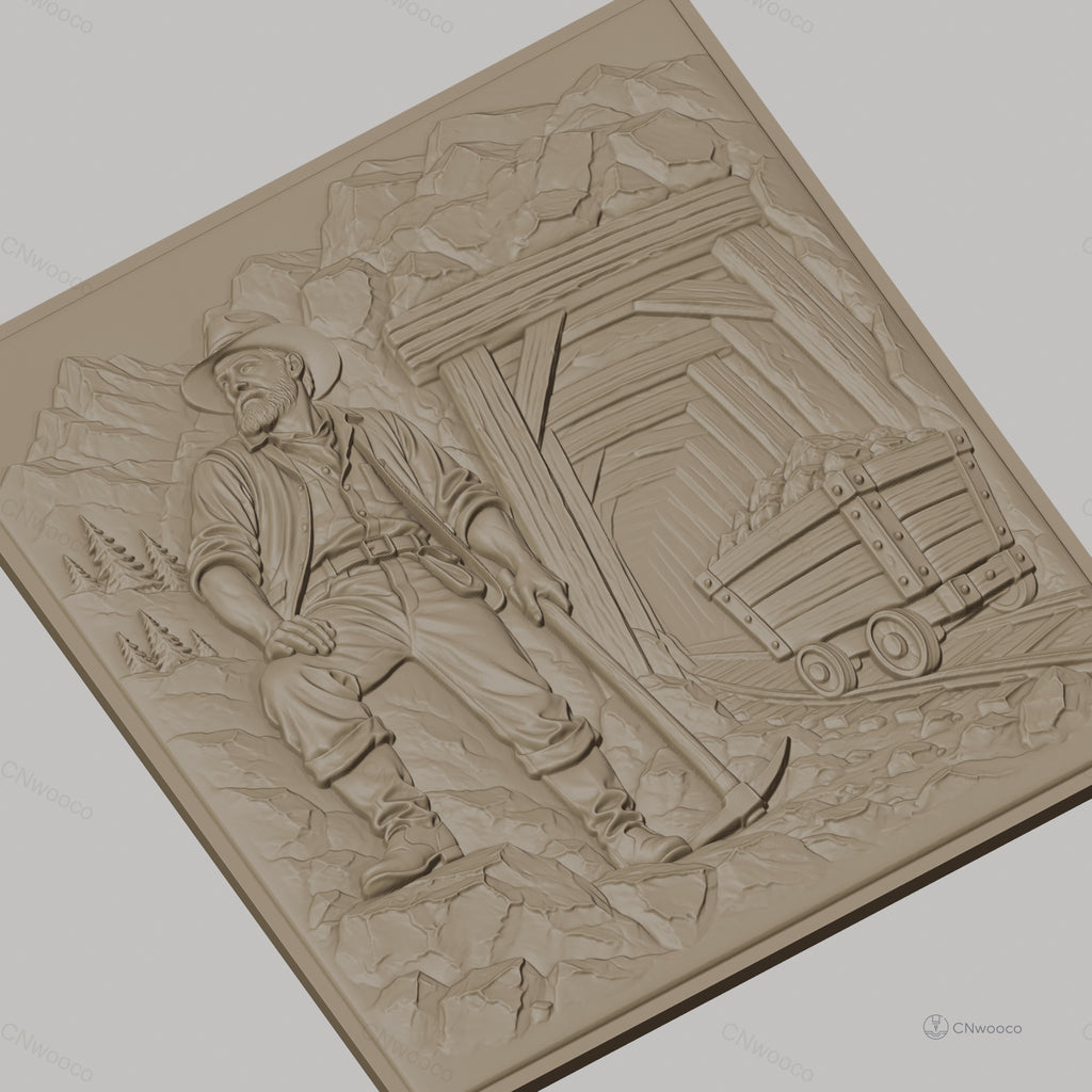 Fichier CNC & impression 3D mineur, galerie minière, wagon de mine, montagne, haute qualité relief STL