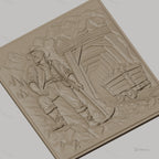 Fichier CNC & impression 3D mineur, galerie minière, wagon de mine, montagne, haute qualité relief STL