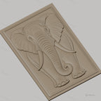 Fichier CNC & impression 3D éléphant frontal, relief avec trompe et défenses, haute qualité relief STL