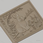 Fichier CNC & impression 3D lapin dans la nature avec fleurs et arbre, haute qualité relief STL