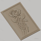 Fichier CNC & impression 3D squelette tenant une rose, haute qualité relief STL
