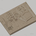 Fichier CNC & impression 3D chambre ancienne, lit, chaise, table, tableaux, haute qualité relief STL