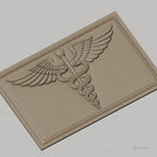 Fichier CNC & impression 3D caducee medical serpents ailes relief, haute qualité relief STL