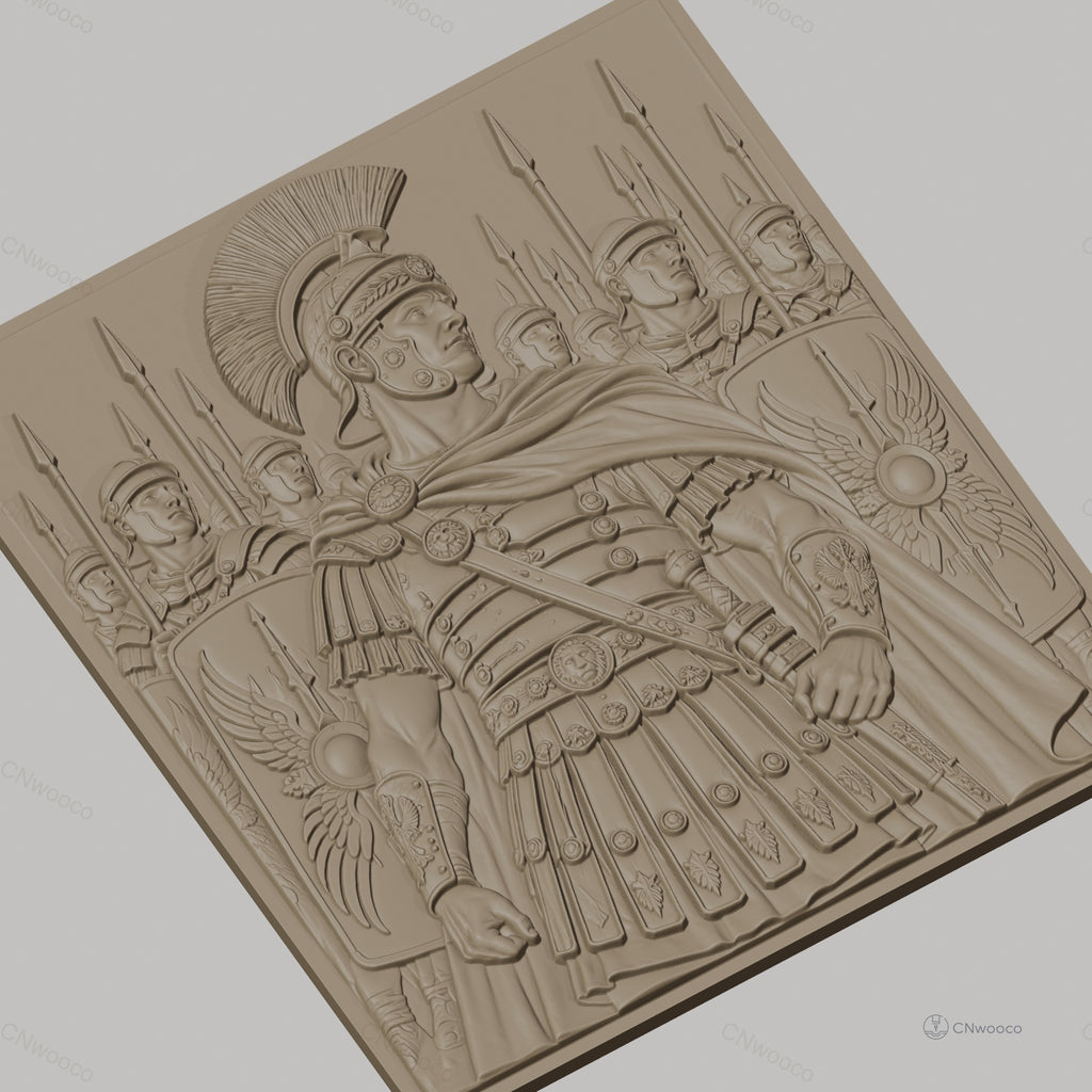 Fichier CNC & impression 3D soldat romain avec légionnaires et boucliers, haute qualité relief STL