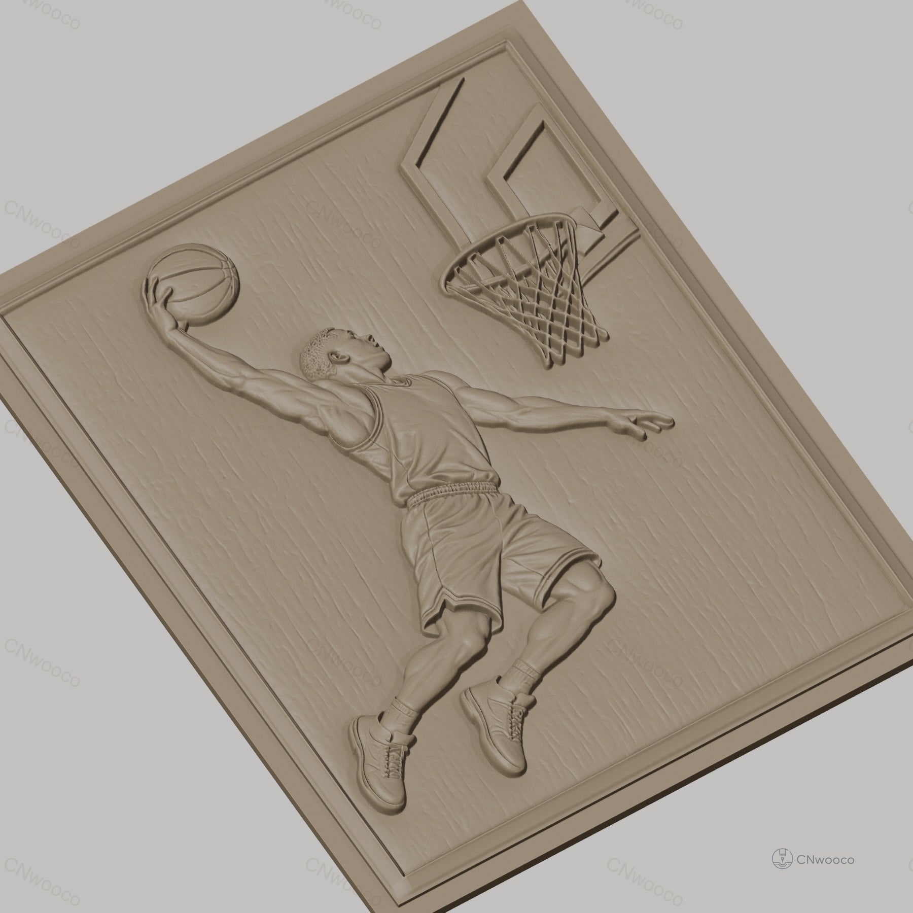Fichier CNC & impression 3D basket-ball joueur dunking panier haute qualité relief STL