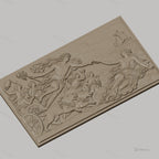 Fichier CNC & impression 3D scène mythologique Apollon et déesse, chars, léopards et bateau, haute qualité relief STL