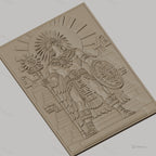Fichier CNC & impression 3D guerrier aztèque, pyramides, bouclier et sceptre, haute qualité relief STL