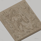 Fichier CNC & impression 3D Poseidon dieu de la mer, trident, ruines antiques, haute qualité relief STL