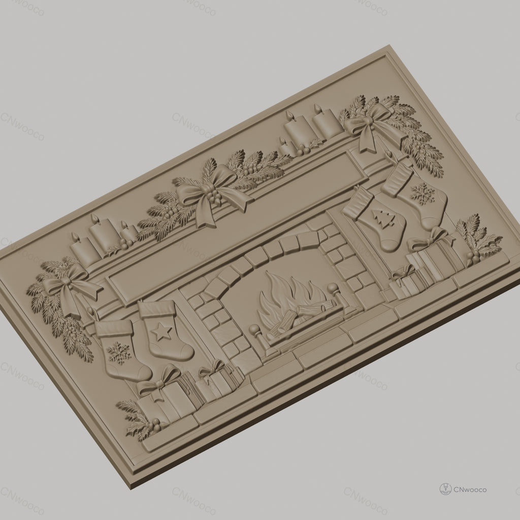 Fichier CNC & impression 3D cheminée de Noël, bas de Noël, cadeaux, bougies, haute qualité relief STL
