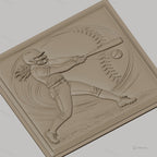 Fichier CNC & impression 3D softball féminin, joueuse frappant balle, haute qualité relief STL