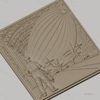 Fichier CNC & impression 3D dirigeable dans hangar avec technicien, haute qualité relief STL