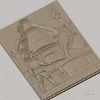 Fichier CNC & impression 3D industrie sidérurgique, ouvrier et haut fourneau, haute qualité relief STL