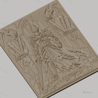 Fichier CNC & impression 3D guerrier médiéval avec épée et gargouilles, haute qualité relief STL