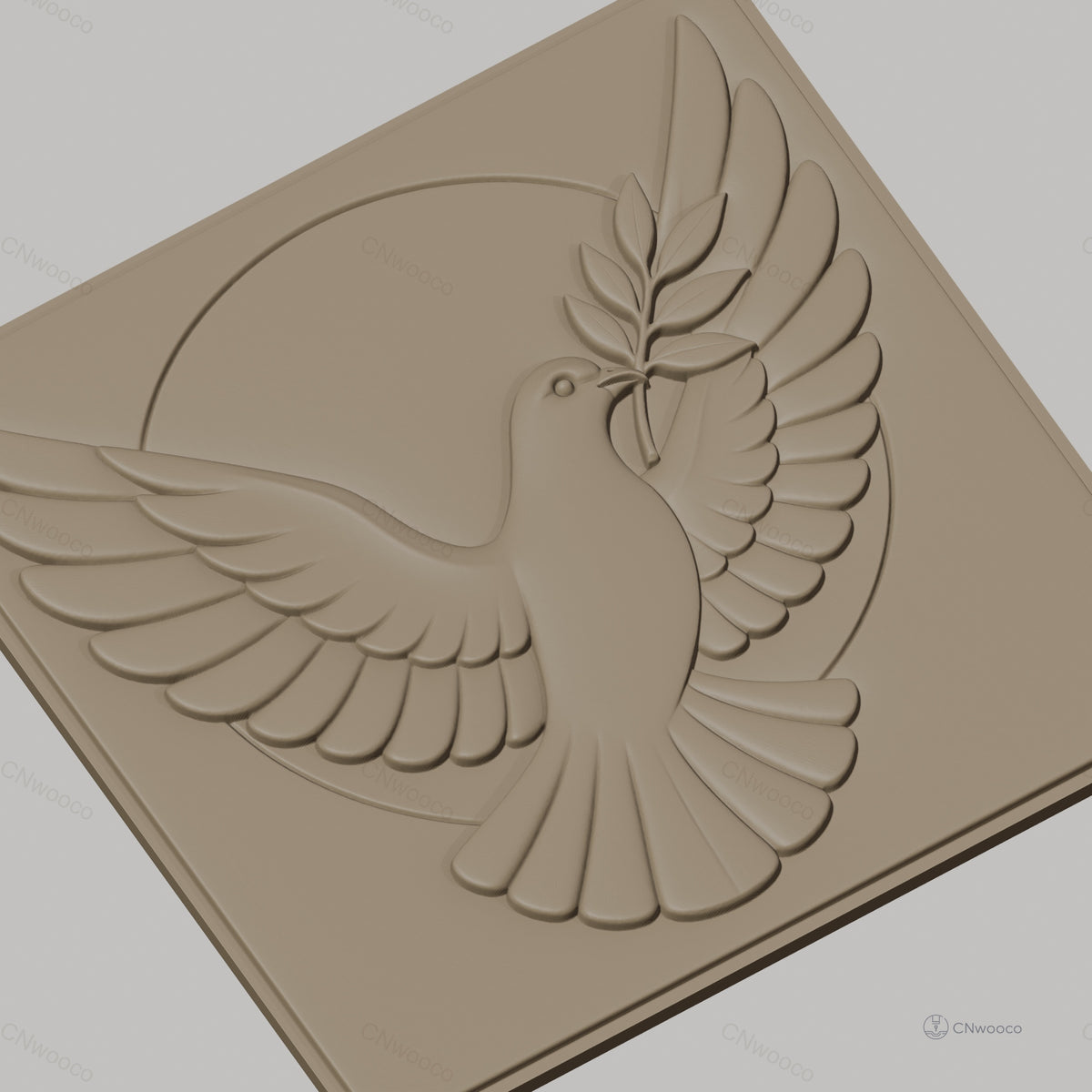 Fichier CNC & impression 3D colombe de la paix avec branche d'olivier, haute qualité relief STL
