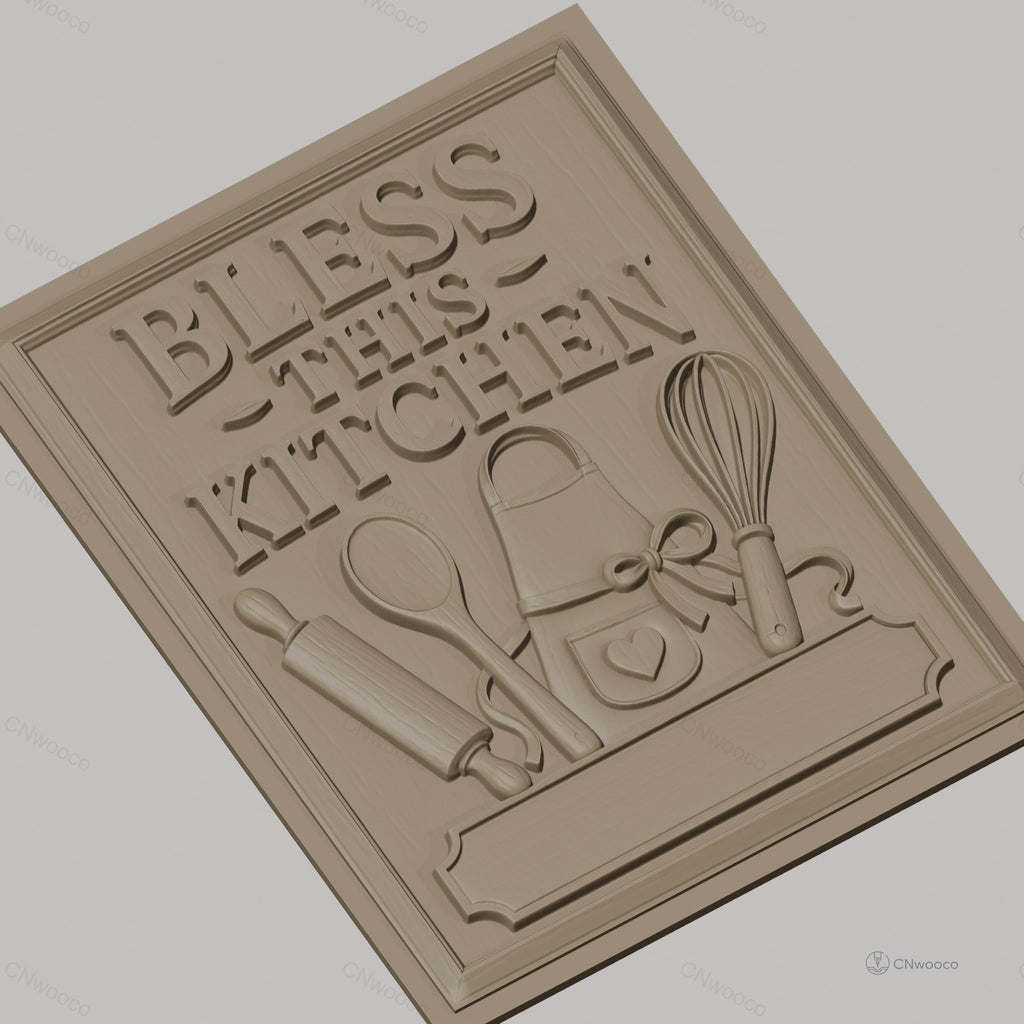 Fichier CNC & impression 3D thème cuisine, ustensiles de cuisine, tablier, rouleau à pâtisserie relief haute qualité relief STL