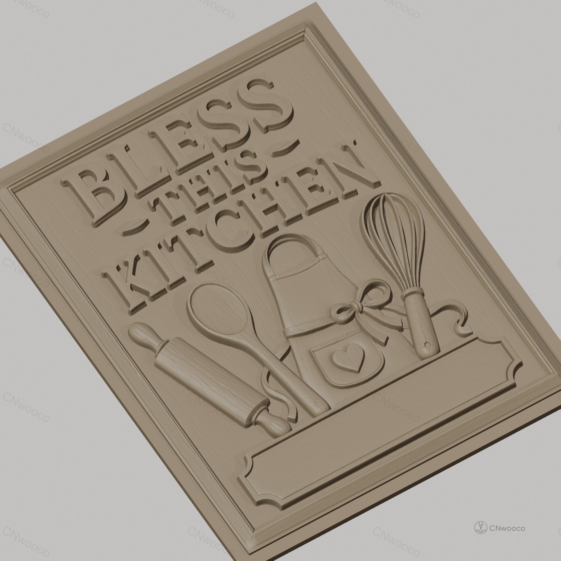 Fichier CNC & impression 3D thème cuisine, ustensiles de cuisine, tablier, rouleau à pâtisserie relief haute qualité relief STL