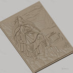 Fichier CNC & impression 3D Viking guerrier avec hache, drakkar et paysage montagneux, haute qualité relief STL