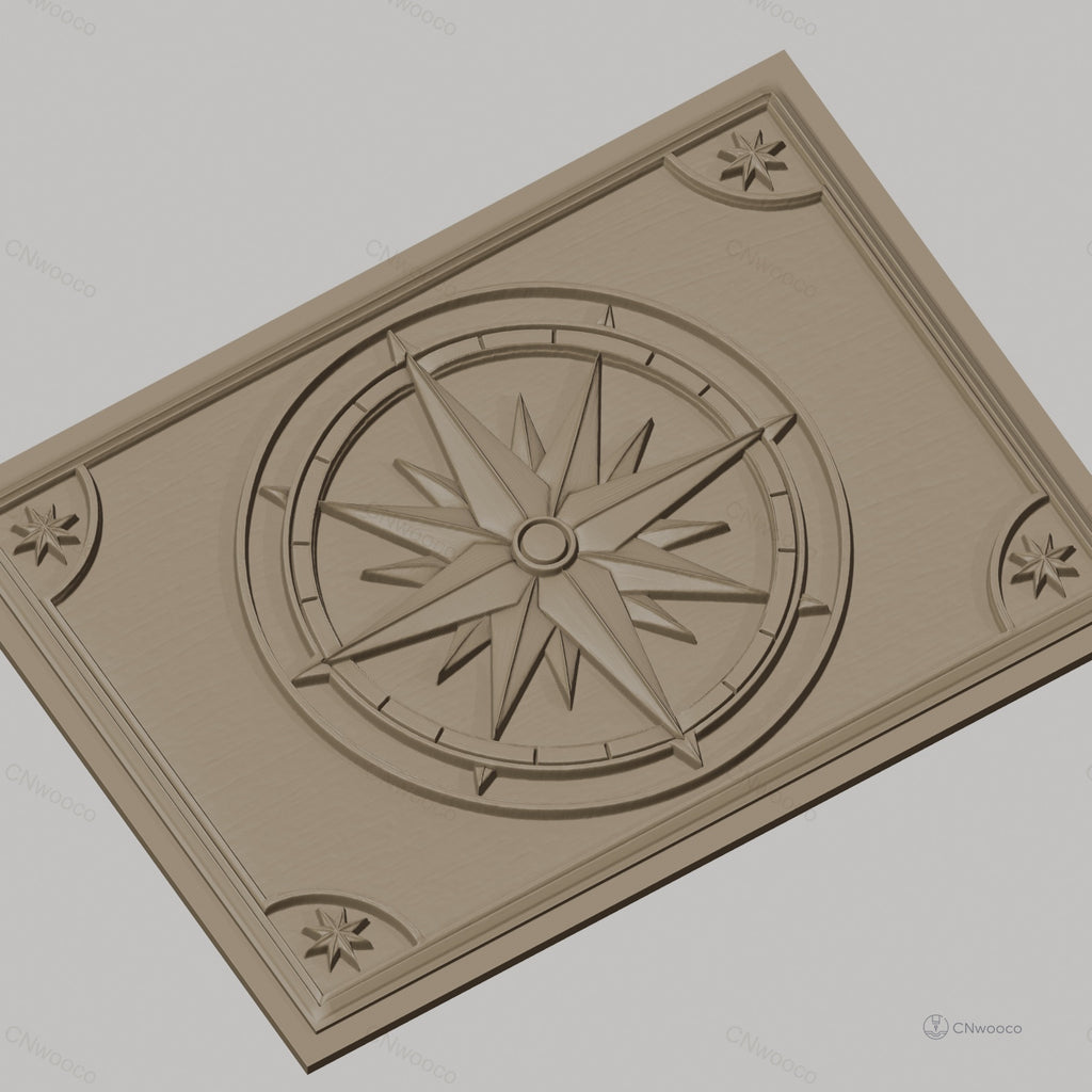 Fichier CNC & impression 3D boussole marine, rose des vents détaillée, haute qualité relief STL