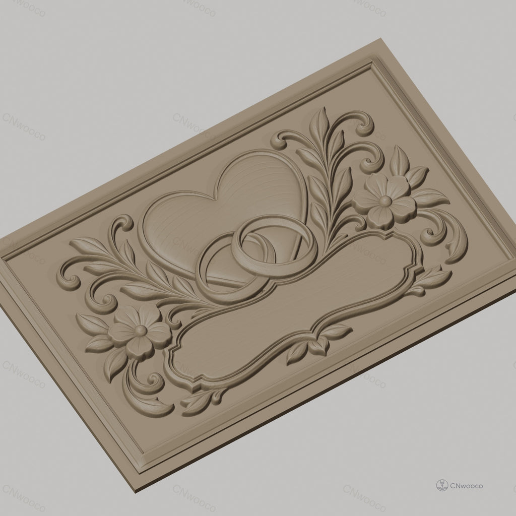 Fichier CNC & impression 3D thème amour, cœur, alliances, fleurs, cadres ornementaux, haute qualité relief STL