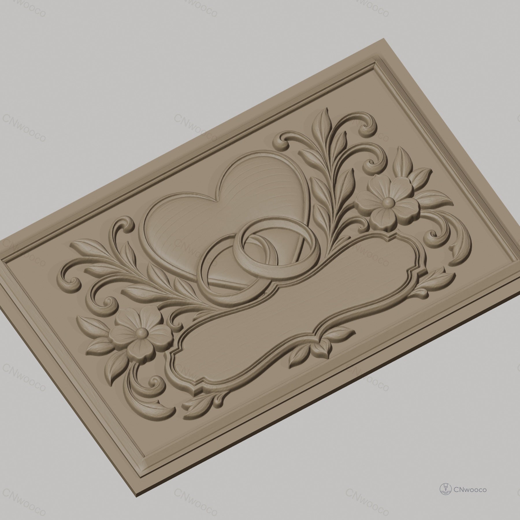 Fichier CNC & impression 3D thème amour, cœur, alliances, fleurs, cadres ornementaux, haute qualité relief STL