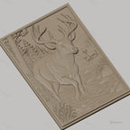 Fichier CNC & impression 3D cerf dans rivière, forêt, paysage montagneux, haute qualité relief STL