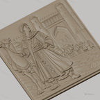 Fichier CNC & impression 3D caravane de dromadaires et voyageur oriental, porte fortifiée, haute qualité relief STL