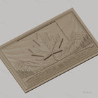 Fichier CNC & impression 3D drapeau canadien, feuille d'érable, montagnes, rivière, pins boisée, haute qualité relief STL