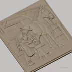 Fichier CNC & impression 3D maréchal-ferrant et cheval, travail du fer à cheval, haute qualité relief STL