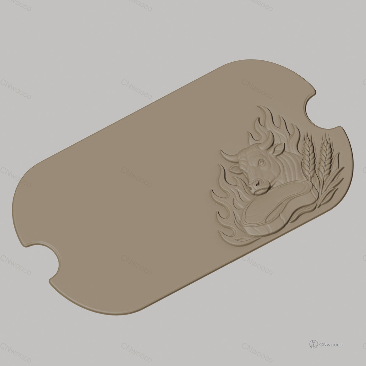 Fichier CNC viande de boeuf, steak, vache, blé, bas-relief pour sculpture sur bois, STL