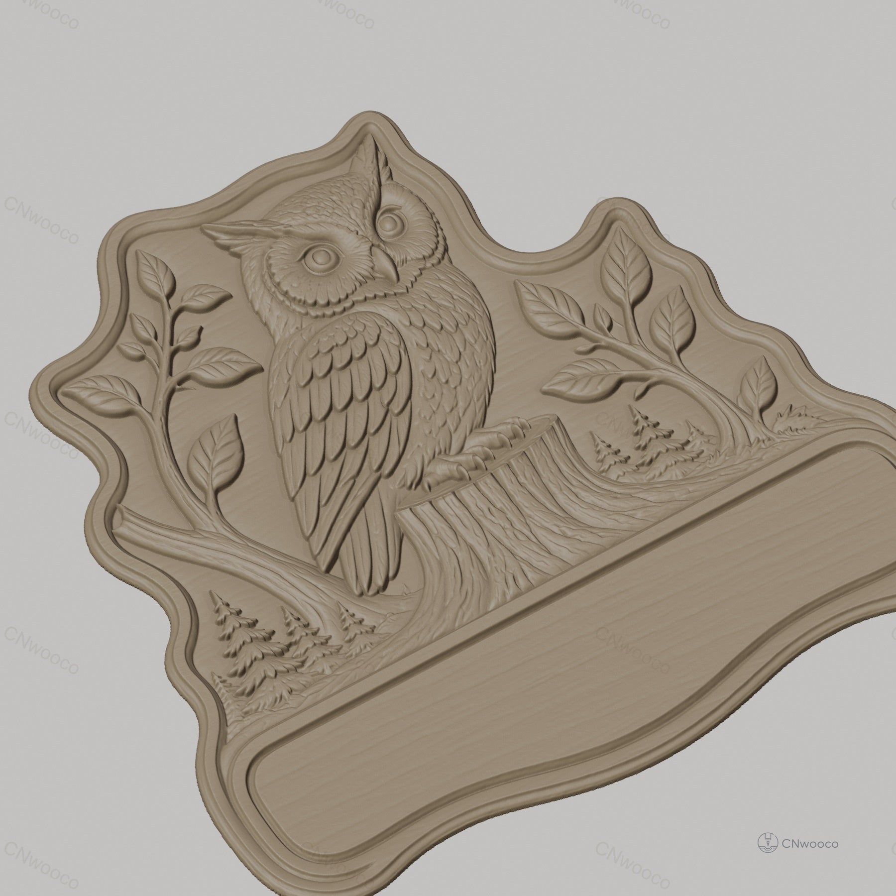 Fichier CNC & impression 3D enseigne hibou et nature, STL très haute qualité