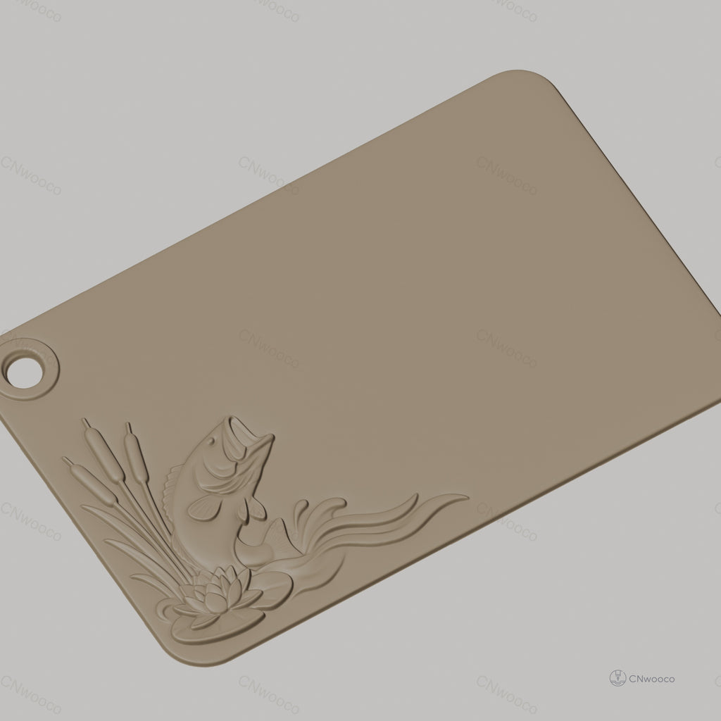 Fichier CNC poisson sautant et plantes aquatiques en bas-relief, sculpture sur bois, STL