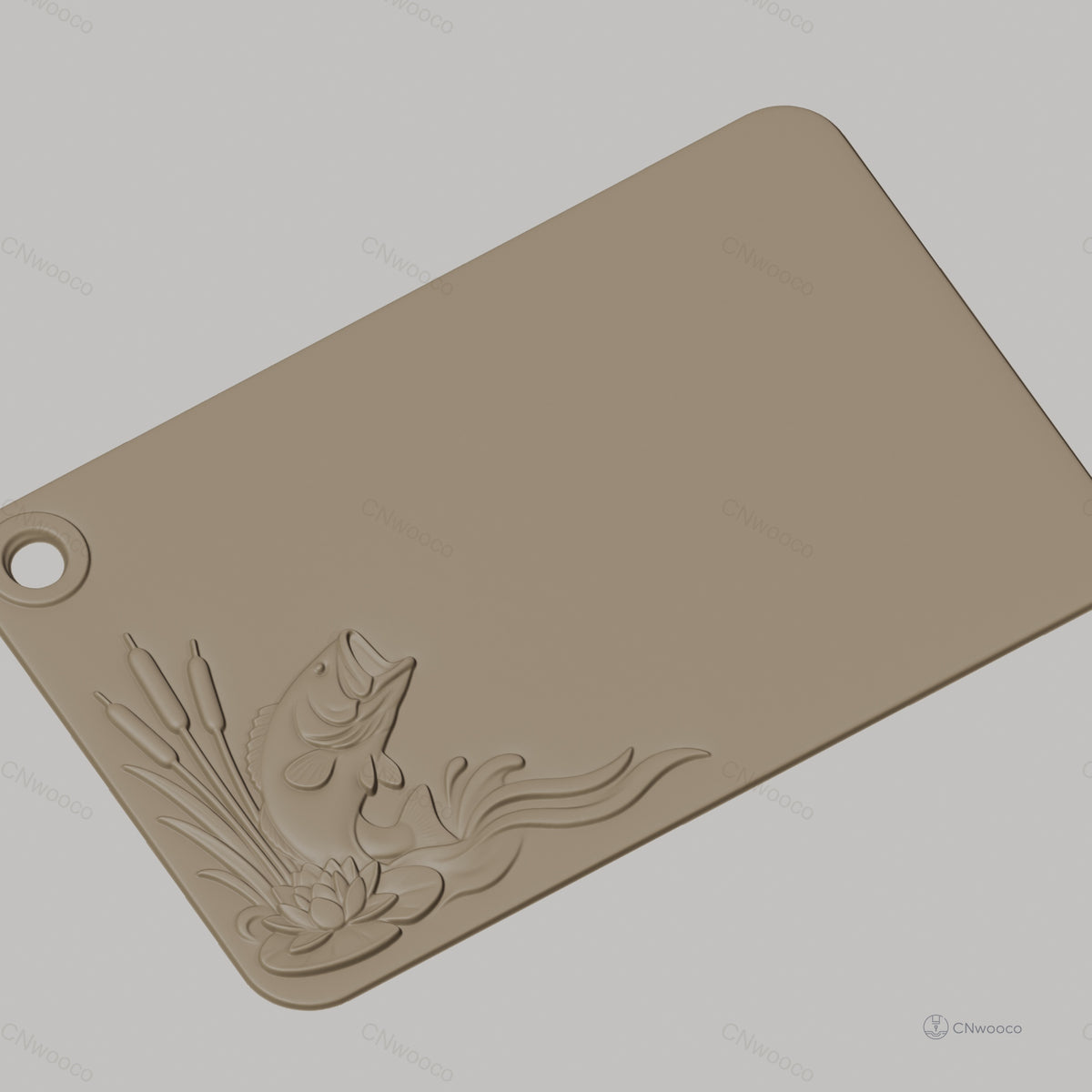 Fichier CNC poisson sautant et plantes aquatiques en bas-relief, sculpture sur bois, STL