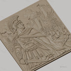 Fichier CNC & impression 3D empereur romain, bataille de siège avec soldats et catapultes, haute qualité relief STL