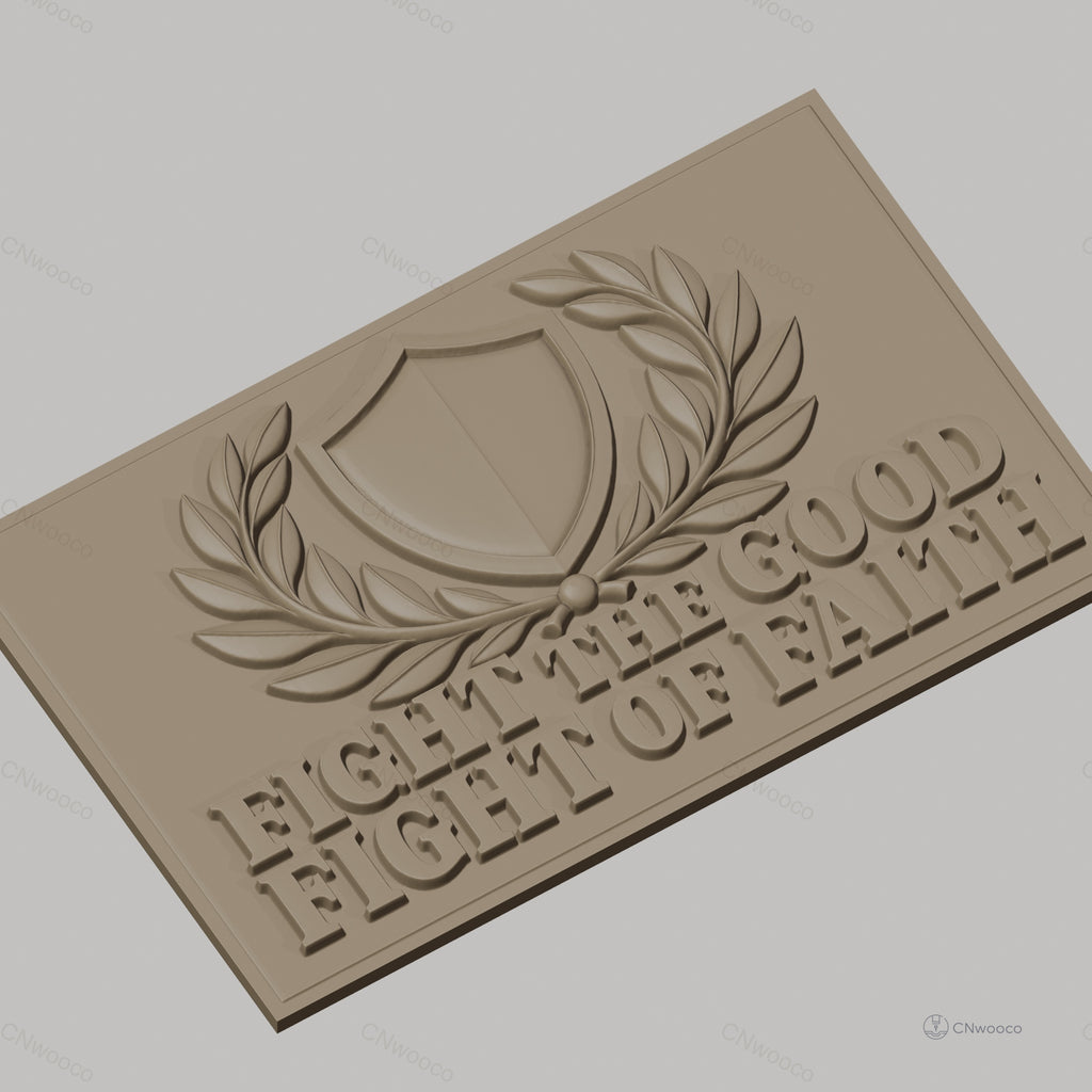 Fichier CNC & impression 3D combat de foi, bouclier et feuilles de laurier, haute qualité relief STL