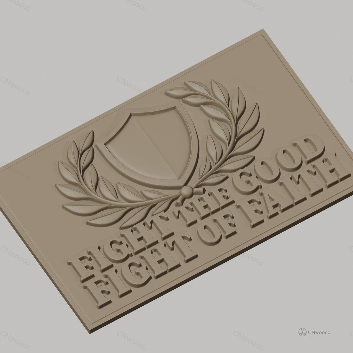 Fichier CNC & impression 3D combat de foi, bouclier et feuilles de laurier, haute qualité relief STL