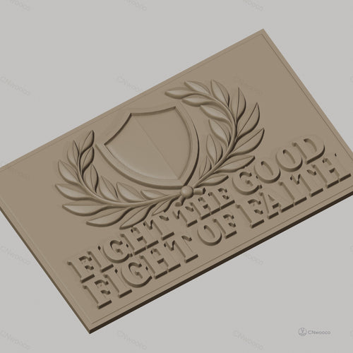 Fichier CNC & impression 3D combat de foi, bouclier et feuilles de laurier, haute qualité relief STL